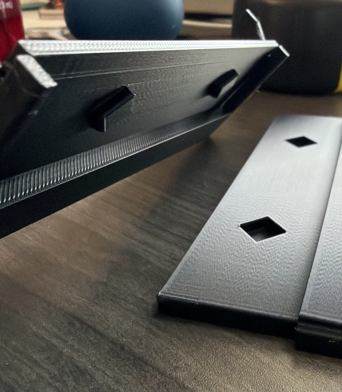 Close-up of an early prototype rail